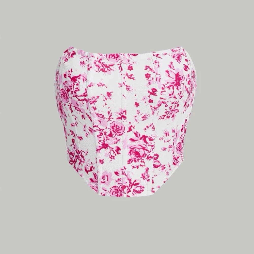 Pink floral Shein corset top! Extremely flattering! Never worn!
